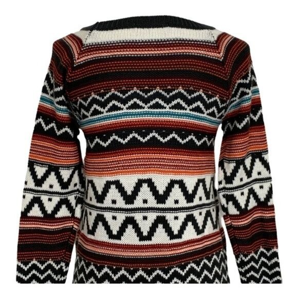Anna Grace Small Chunky Knit Pullover Sweater Multicolor Aztec Stripe Cozy Fall - Picture 5 of 9